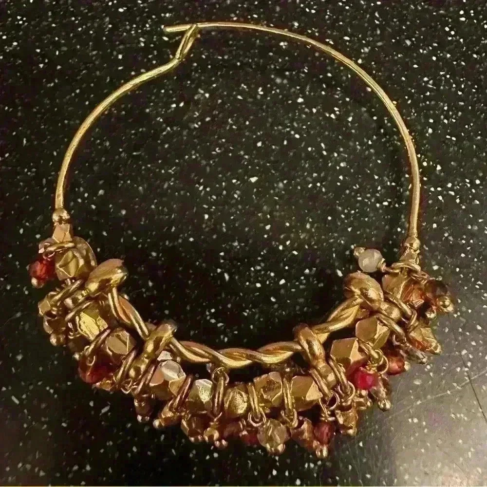 Gas Bijoux France boho style gold plated earrings with crystals